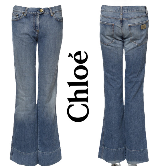 Chloe Denim - Chloe 1970's CLASSIC High Rise Wide Leg Flare Jeans Denim Light Wash 6 28 Medium